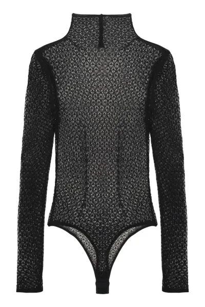 Khaite Fena Lace Bodysuit In Black