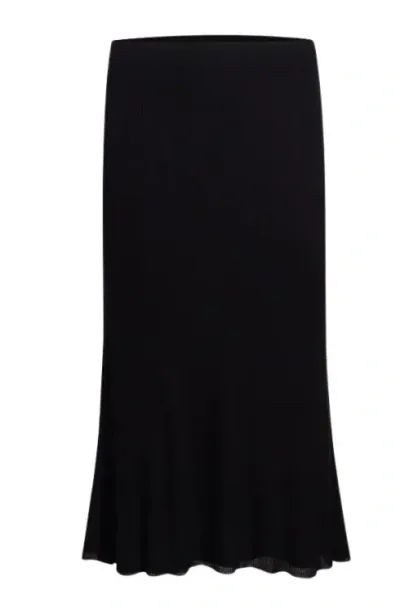 Khaite Leema Ribbed-jersey Midi Skirt In Black