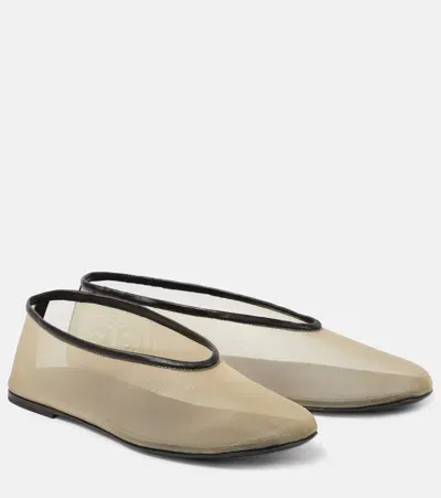 Khaite Marcy Mesh Flats In Black Tan