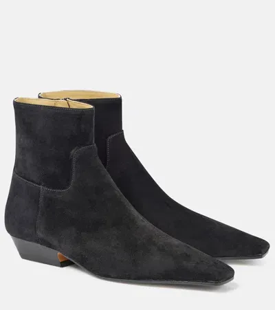 Khaite 25mm Marfa Suede Ankle Boots In Black