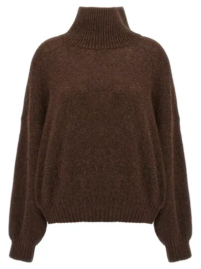 Khaite Morris Cashmere Blend Turtleneck Sweater In Brown