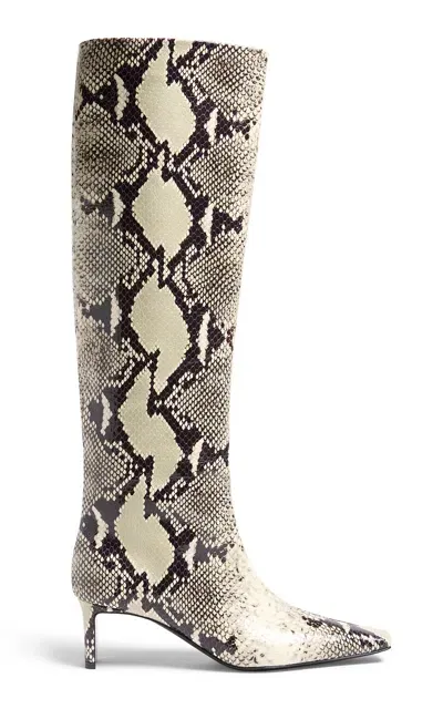 Khaite Ona Python-effect Leather Knee Boots In Animal