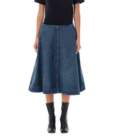 Khaite Renta Midi Skirt In Blue