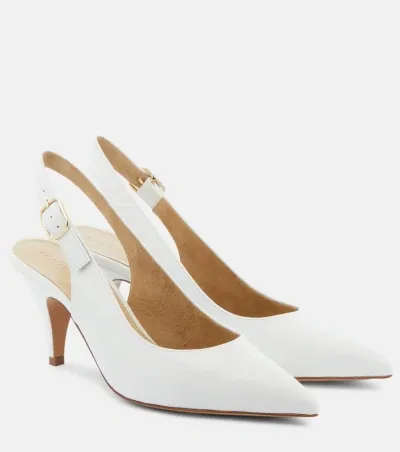 Khaite River Leather Slingback Pumps In White