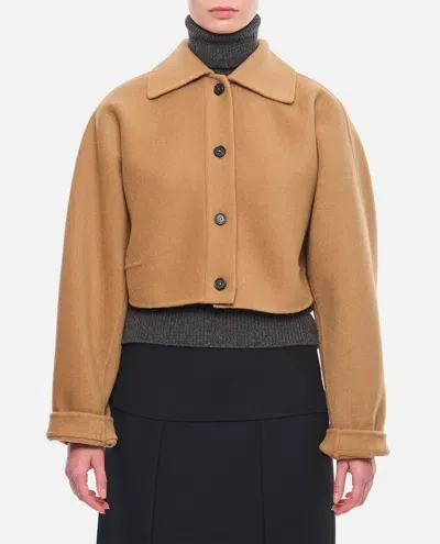 Khaite Sue Buttoned Wool Jacket In Nude