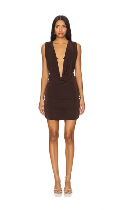 Khanums Slinky Mini Dress In Brown