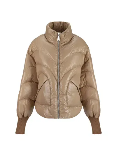 Khrisjoy Corazon Shiny Down Jacket In Champagne