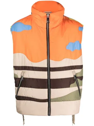 Khrisjoy Desert-print Padded Gilet In Orange