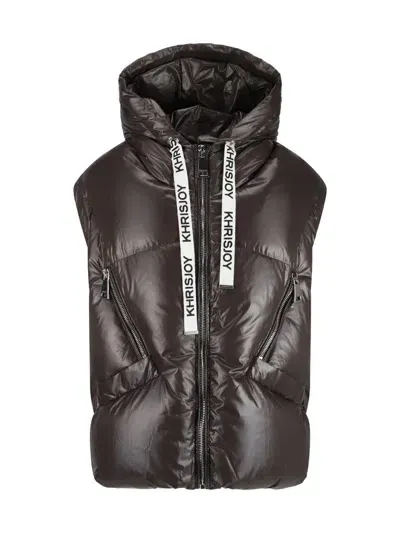 Khrisjoy Hooded Padded Gilet In Chocolate