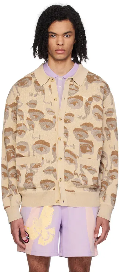 Kidsuper Beige Puma Edition Cardigan In Granola