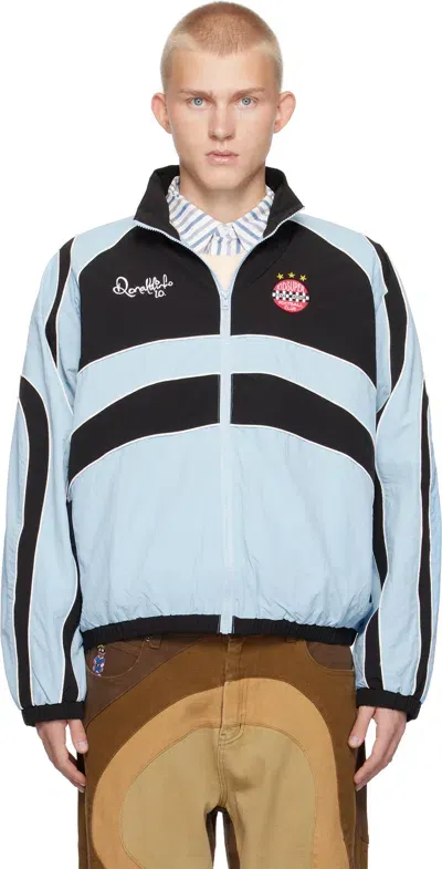 Kidsuper Black & Blue Ronaldinho Edition Windbreaker Jacket In Blue/ White / Black