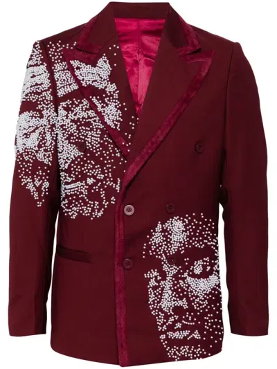 Kidsuper Embellished Face Blazer In Red