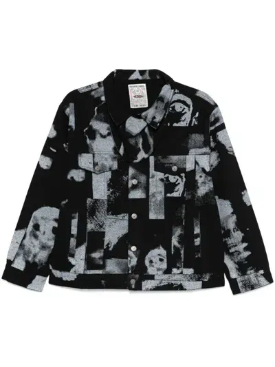 Kidsuper Faces Collage Denim Jacket In Black