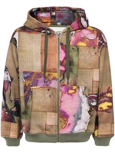 Kidsuper Faces Collage Hooded Jacket In Brown