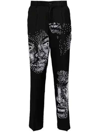 Kidsuper Faux-pearl Embellishment Straight Leg Trousers In Black