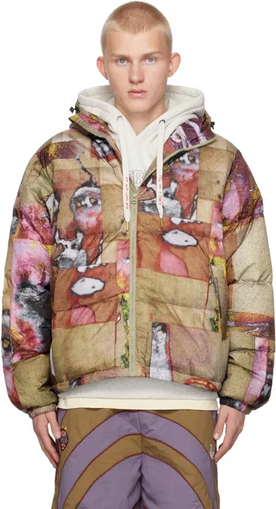 Kidsuper Multicolor Faces Collage Printed Down Jacket