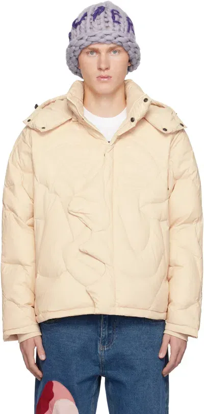 Kidsuper Off-white Kissing Down Jacket In Cream