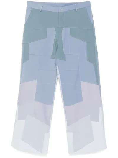 Kidsuper Patchwork Gradient Trousers In Blue