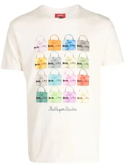 Kidsuper Mens Cream Hangbag Graphic-print Relaxed-fit Cotton-jersey T-shirt In Multicolour