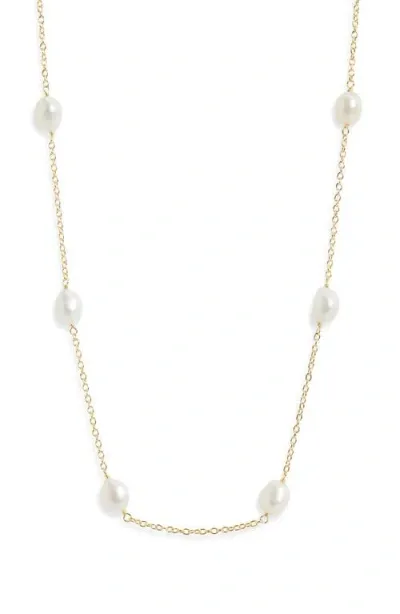 Ki-ele Pearl Station Necklace In Gold