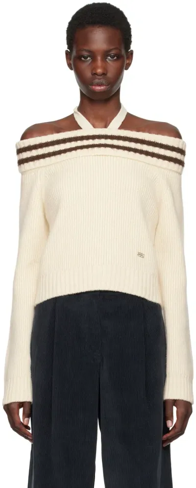 Kijun Beige Off-the-shoulder Sweater In Ivory