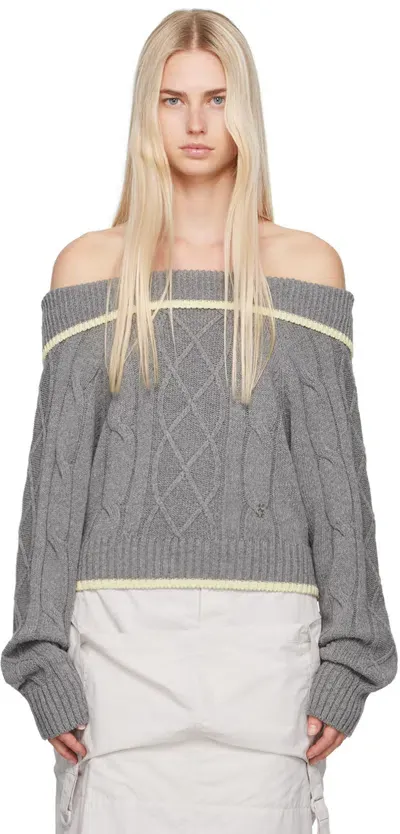 Kijun Gray Off-shoulder Sweater In Grey