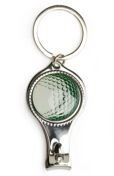 Kikkerland Design 4-in-1 Golf Nail Clipper & Bottle Opener Key Ring In Green Multi