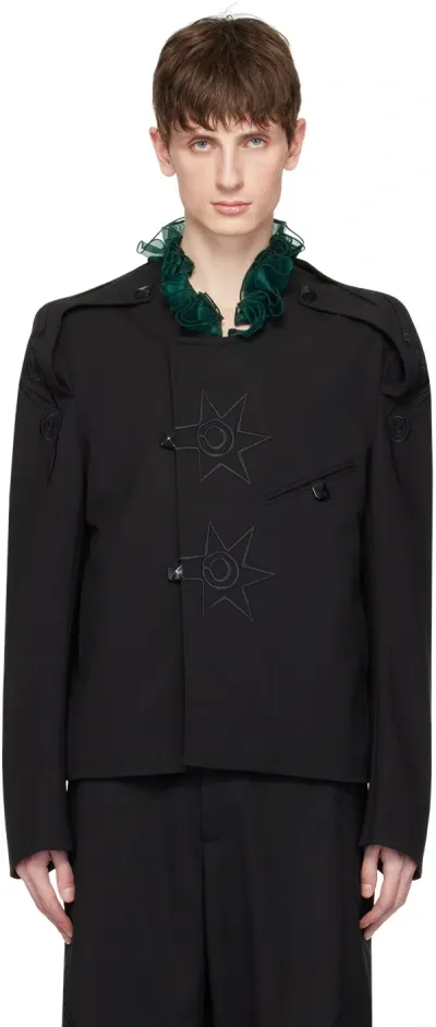 Kiko Kostadinov Black Nesebur Blazer In Night Black/d Green