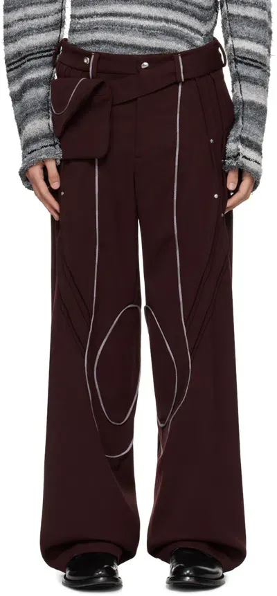 Kiko Kostadinov Burgundy Chalice Trousers In Brown