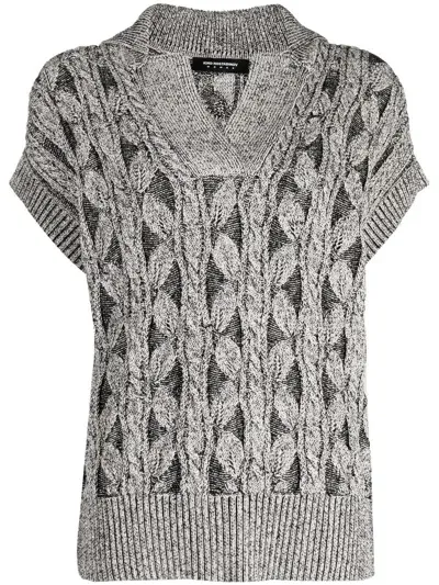 Kiko Kostadinov Chunky-knit V-neck Top In Silver