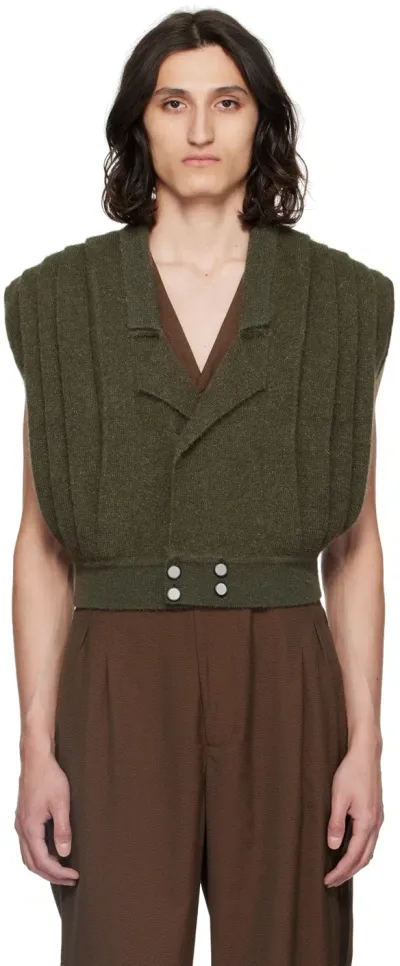 Kiko Kostadinov Khaki Orson Cardigan In Green