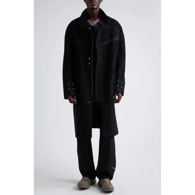 Kiko Kostadinov Margutta Wool Blend Overcoat In Dusky Black/crow Black