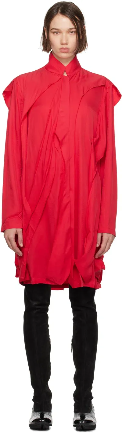 Kiko Kostadinov Red Potnia Shirt Midi Dress In Scarlet