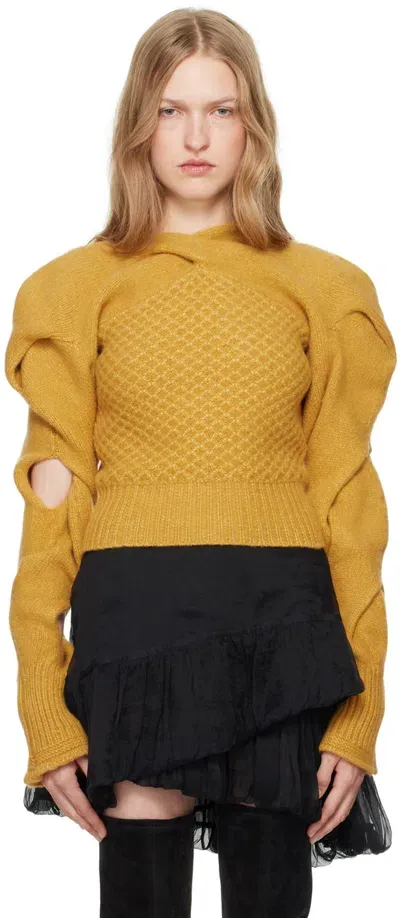 Kiko Kostadinov Yellow Dendra Cabled Sweater In Gold