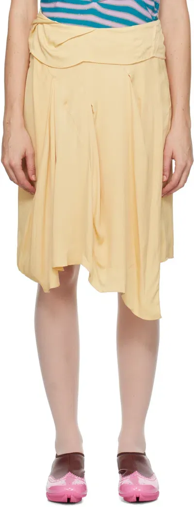 Kiko Kostadinov Yellow Kukri Draped Midi Skirt In Pale Yellow