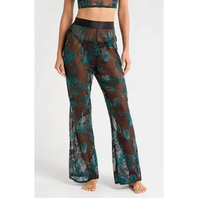 Kilo Brava Embroidered Mesh Flare Pants In Black Emerald