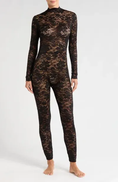 Kilo Brava Long Sleeve Floral Lace Catsuit In Black