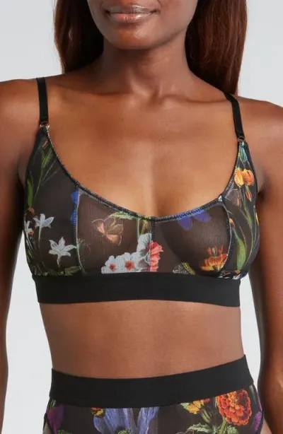 Kilo Brava Scoop Neck Mesh Bralette In Botanical Garden