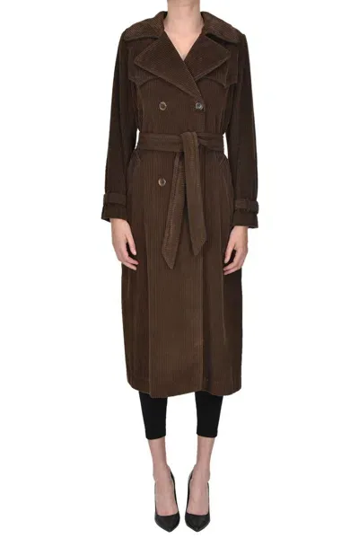 Kiltie Corduroy Coat In Dark Brown