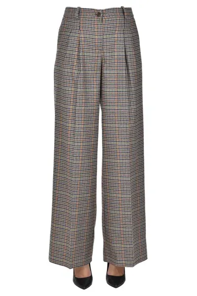 Kiltie Houndsthooth Print Trousers In Multicoloured