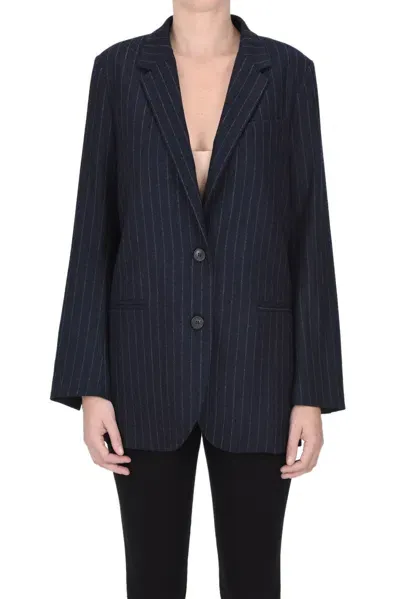 Kiltie Pinstriped Cloth Blazer In Navy Blue