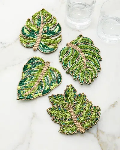 Kim Seybert Laurel Coasters, Set Of 4 In Green