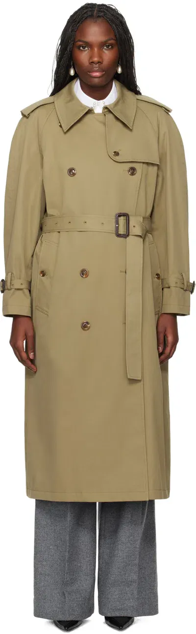 Kimhēkim Khaki Classic Trench Coat In Olive Green