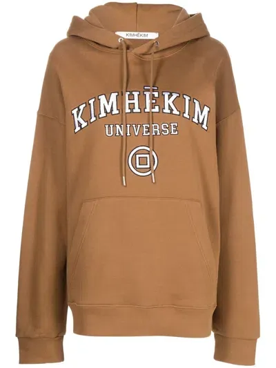 Kimhēkim Logo-embroidered Hoodie In Brown