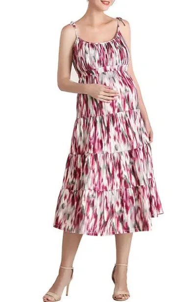 Kimi And Kai Adia Ruffle Jersey Maternity A-line Dress In Pink Multi