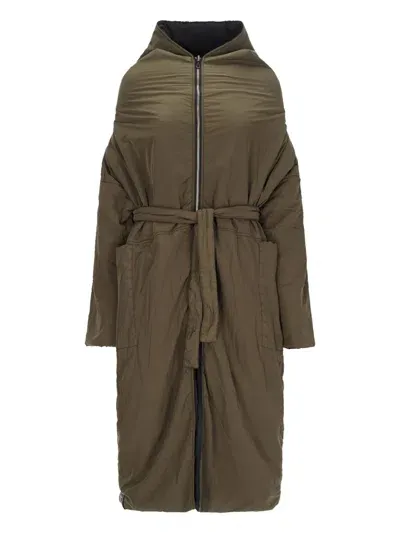 Kimo No-rain Maxi Hooded Down Jacket In Green