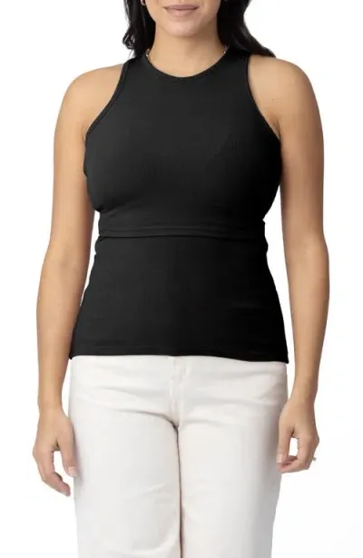 Kindred Bravely Racerback Maternity/nursing Tank In Black