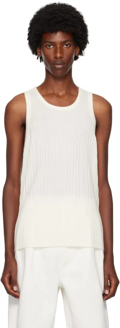 King & Tuckfield Off-white Merino Wool Tank Top In Vanilla Ice