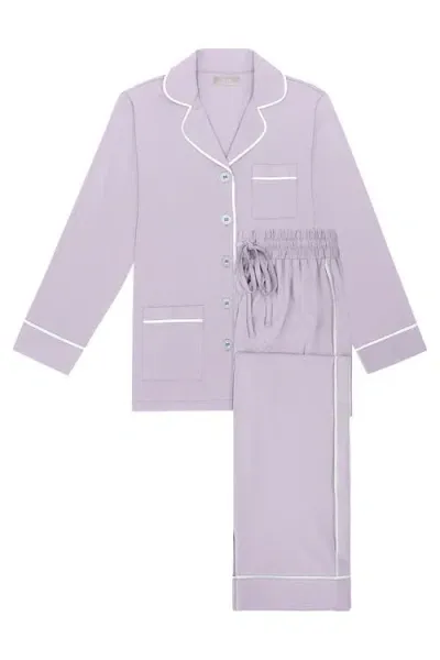 Kip. Kip Luxe Stretch Cotton Pajama Set In Lavender