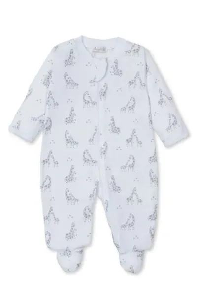 Kissy Kissy Babies'  Giraffe Print Pima Cotton Zip Footie In Silver